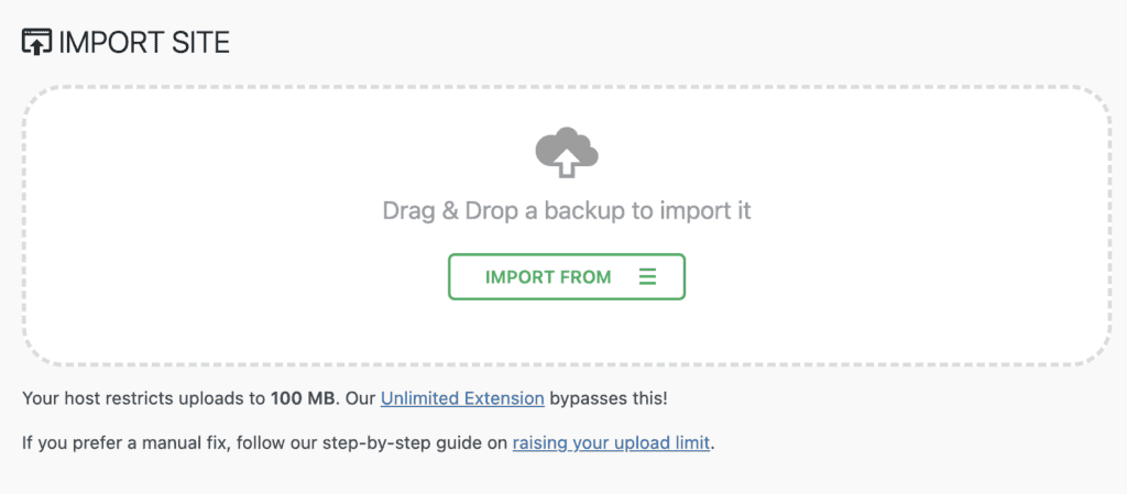 Import site section